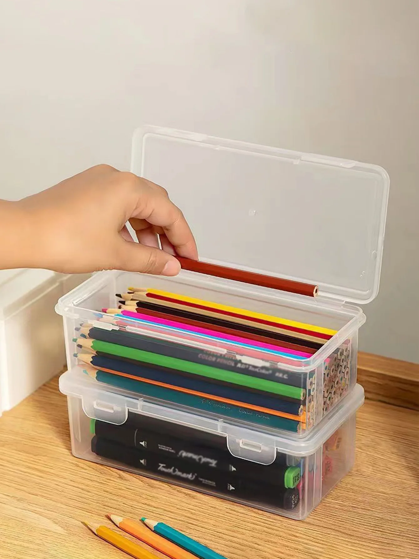 1pc Translucent PencCase Large Capacity Lightweight Convenient for School Supplies Storage Pen Box Organizer Box 1pc Translucent PencCase Large Capacity Lightweight Convenient for School Supplies Storage Pen Box Organizer Box