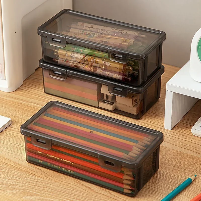 1pc Translucent PencCase Large Capacity Lightweight Convenient for School Supplies Storage Pen Box Organizer Box 1pc Translucent PencCase Large Capacity Lightweight Convenient for School Supplies Storage Pen Box Organizer Box
