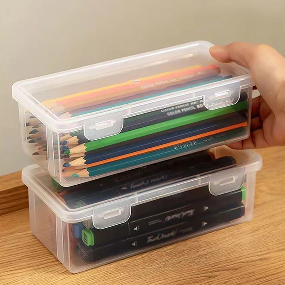 1pc Translucent PencCase Large Capacity Lightweight Convenient for School Supplies Storage Pen Box Organizer Box 1pc Translucent PencCase Large Capacity Lightweight Convenient for School Supplies Storage Pen Box Organizer Box