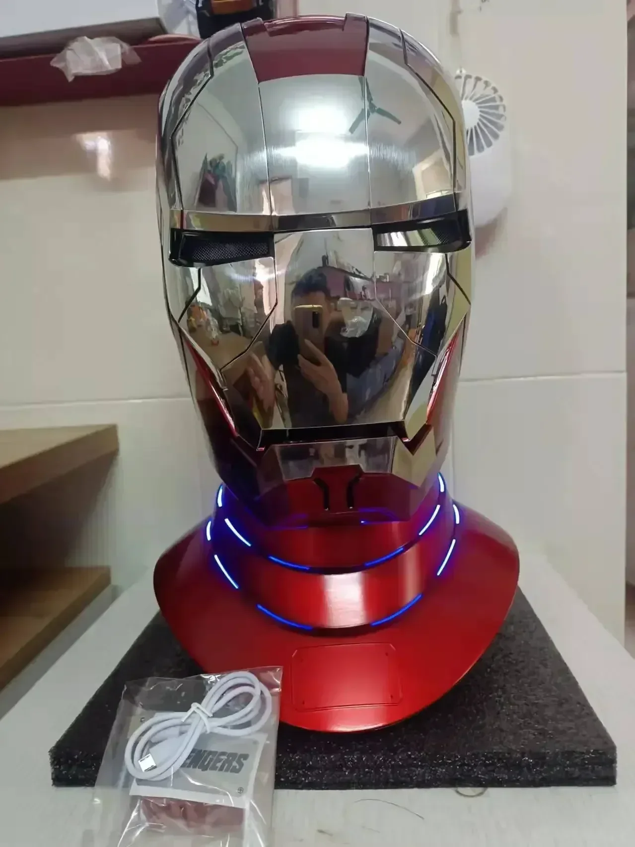 Iron Man Mask Mk5 Electric Voice Control Helmet 1/1 Cosplay 1:1 Mask Led Eyes Metal Mask Iron Man Helmet Adult Christmas Gift
