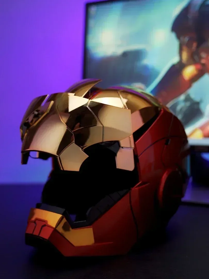 Iron Man Mask Mk5 Electric Voice Control Helmet 1/1 Cosplay 1:1 Mask Led Eyes Metal Mask Iron Man Helmet Adult Christmas Gift