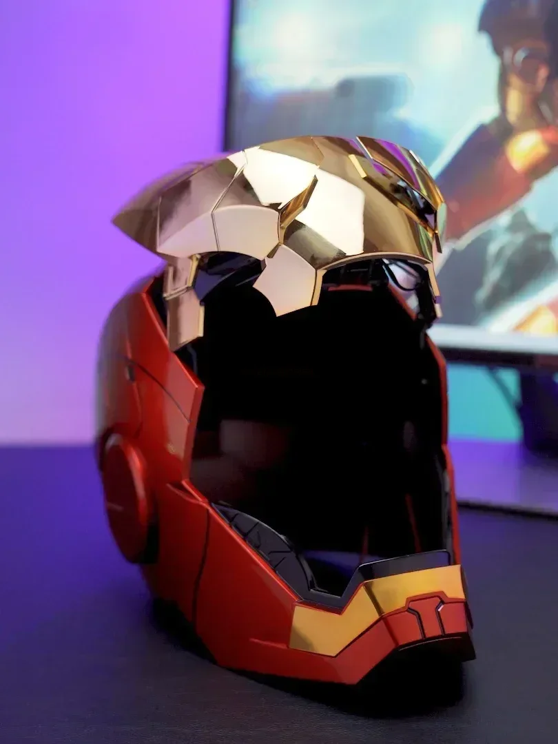 Iron Man Mask Mk5 Electric Voice Control Helmet 1/1 Cosplay 1:1 Mask Led Eyes Metal Mask Iron Man Helmet Adult Christmas Gift