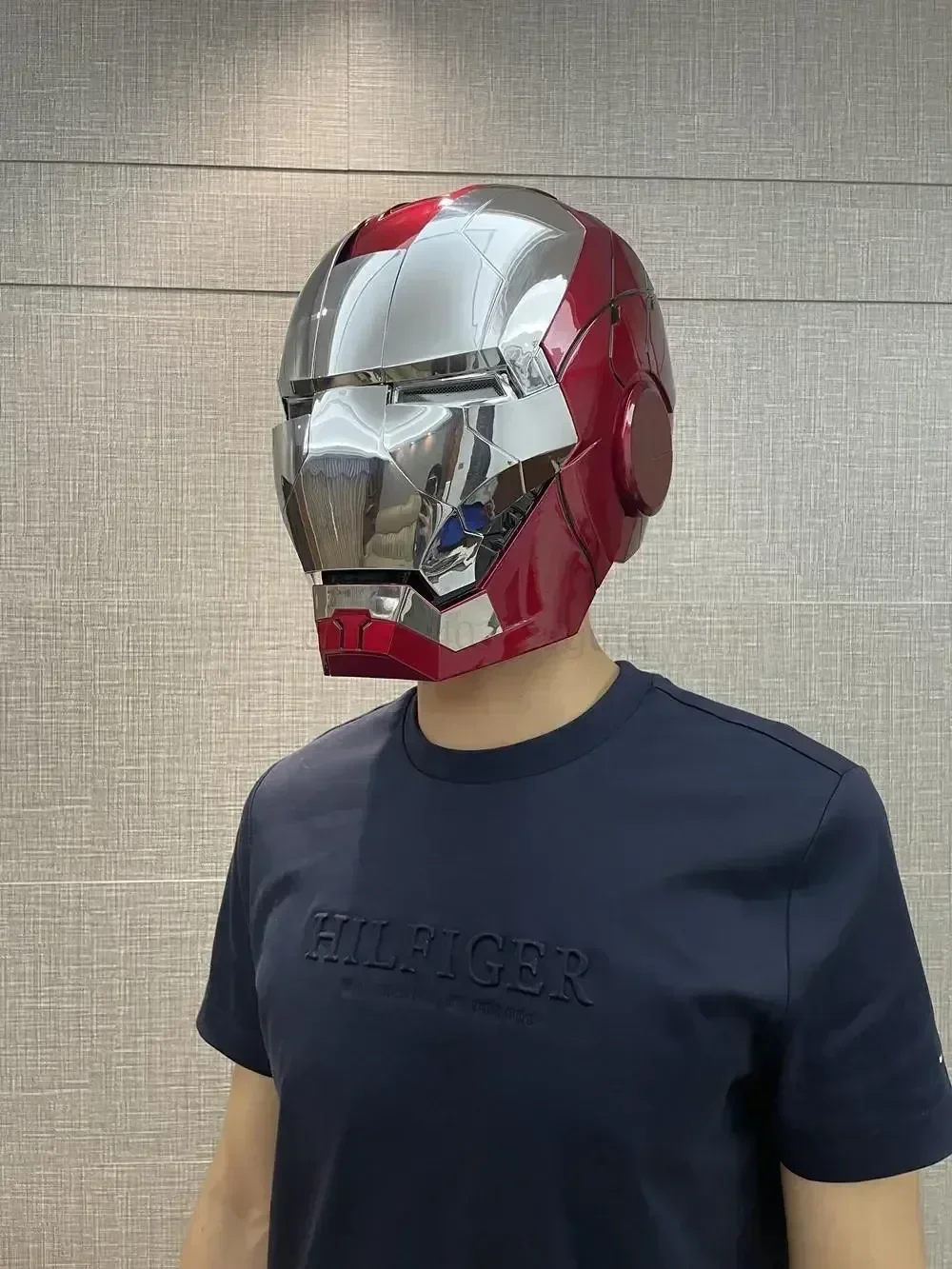 Iron Man Mask Mk5 Electric Voice Control Helmet 1/1 Cosplay 1:1 Mask Led Eyes Metal Mask Iron Man Helmet Adult Christmas Gift