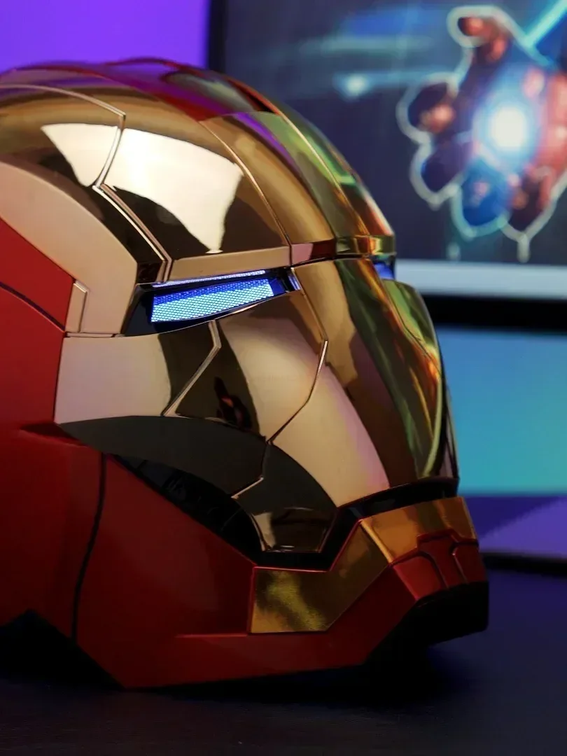 Iron Man Mask Mk5 Electric Voice Control Helmet 1/1 Cosplay 1:1 Mask Led Eyes Metal Mask Iron Man Helmet Adult Christmas Gift
